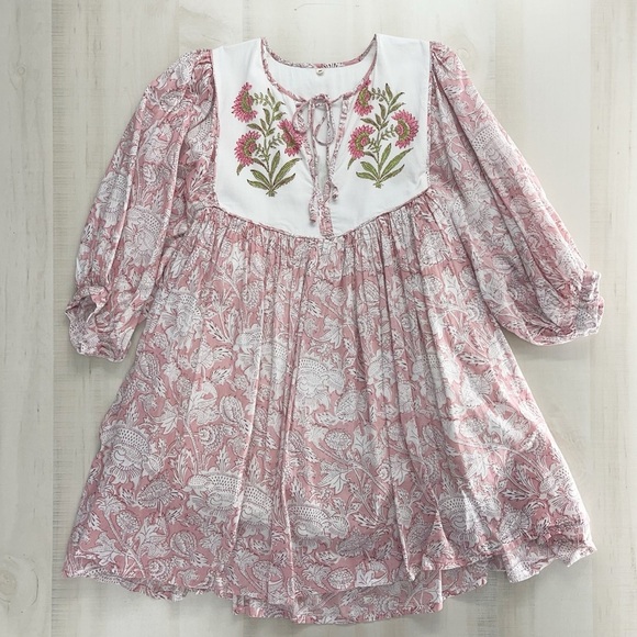 Etsy Dresses & Skirts - block print handmade India printed floral dress M Etsy pink